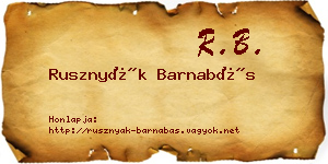 Rusznyák Barnabás névjegykártya